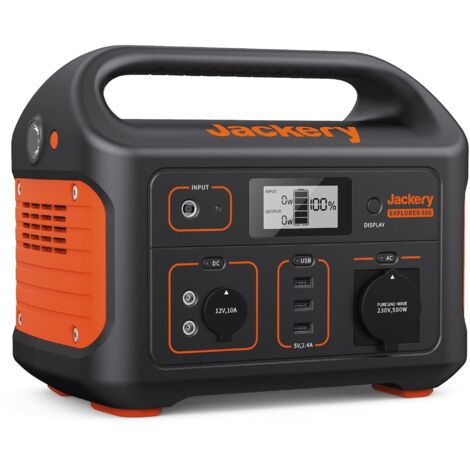 Jackery Station d'Énergie Portable Explorer 500, Bloc-batterie d'Appoint Mobile au Lithium de 518Wh avec Prise CA de 230V/500W, Convient aux Camping-cars, Excursions et Situations d'Urgence