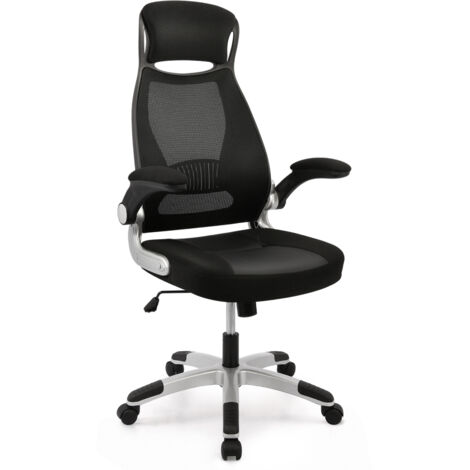 Bürostuhl, Chefstuhl, Gaming Stuhl, Drehstuhl, Ergonomischer Schreibtischstuhl, Computerstuhl mit klappbaren Armlehnen, Lendenwirbelstütze, Gaming Chair, höhenverstellbar Bürosessel aus Netzstoff, Che (1/5)