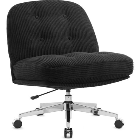 IWMH Dick Bürostuhl, Cordstoff Drehstuhl ohne Armlehnen, Höhenverstellbar Stuhl für Schlafzimmer, Wohnzimmer, Frisiertisch - Schwarz