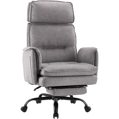 IWMH Office Chair, Fabric Executive Chair with Headrest and Footrest, Ergonomic Swivel Chair, Height-Adjustable Sofa with Casters - Gray