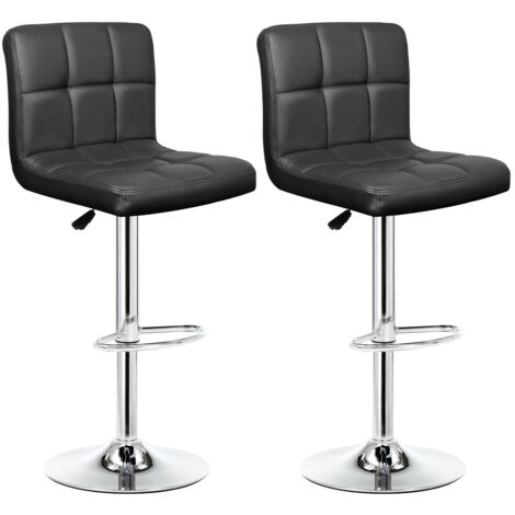 IntimaTe WM Heart Bar Stools Set of 2, Faux Leather Modern Square Kitchen Stools Set Swivel Chairs With Back (Black) 36 x 43 x 94.5cm (1/5)