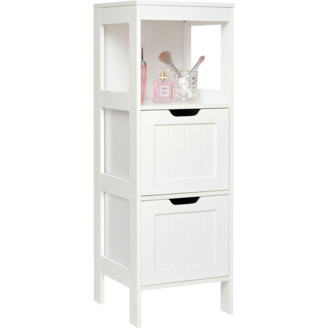Meerveil Bathroom Cabinet with 2 Drawers Storage Unit Modern Wooden Floor Cabinet for Bathroom, 30 x 30 x 89 cm (L x W x H), White (1/5)