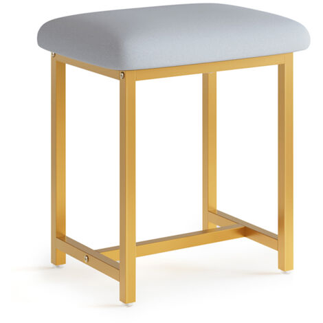 Tabouret pour coiffeuse maquillage vanité tabouret de pied pour la chambre à coucher salle d'eau 41 × 31 × 44.5 cm Gris et Gold Mondeer (1/5)