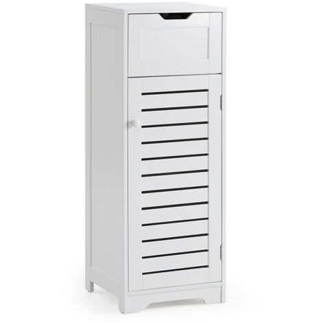 Bathroom Floor Cabinet with Drawer & Ventilated Door, Compact Freestanding Storage Unit for Bathroom/Bedroom/Hallway, 31 x 30 x 85 cm, White, Mondeer (1/5)