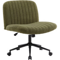 IWMH office chair without armrests, height-adjustable swivel chair with casters, desk chair with medium backrest - teddy fabric - green