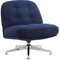 IWMH Dick office chair, corduroy swivel chair without armrests and casters, chair for bedroom, living room, dressing table - Blue