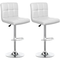 IWMH 2 Set Bar Stools, Swivel Bar Chair with Backrest and Footrest for Kitchen Bar Coffee - White