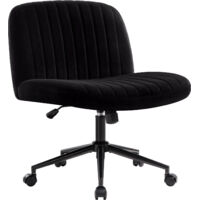 IWMH office chair without armrests, height-adjustable swivel chair with casters, desk chair with medium backrest - fabric - black