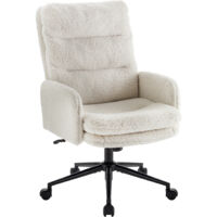 IWMH Ergonomic Office Chair with Casters, Height-Adjustable Swivel Chair, Barber Chair with High Backrest, Desk Chair with Armrests - White
