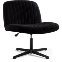IWMH office chair without armrests, height-adjustable swivel chair without casters, fabric desk chair with medium backrest - Black