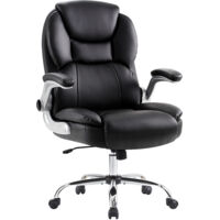 IWMH Ergonomic Office Chair, Executive Chair with Wide Padded Seat, Height-Adjustable Swivel Chair - PU Leather - Black