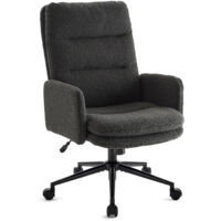 IWMH Ergonomic Office Chair with Casters, Height-Adjustable Swivel Chair, Barber Chair with High Backrest, Desk Chair with Armrests - Gray