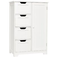 Bathroom Storage Cabinet with 4 Drawers & 1 Door, Modern & Functional Organiser with Adjustable Shelf, White, Mondeer