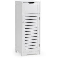 Bathroom Floor Cabinet with Drawer & Ventilated Door, Compact Freestanding Storage Unit for Bathroom/Bedroom/Hallway, 31 x 30 x 85 cm, White, Mondeer
