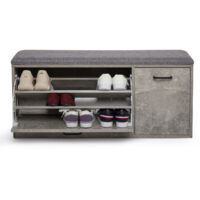 Mondeer Shoe Rack with Seat, Grey Wooden Entryway Bench & Organiser, Padded Stool for Hallway, Porch, 100x30x46.5cm