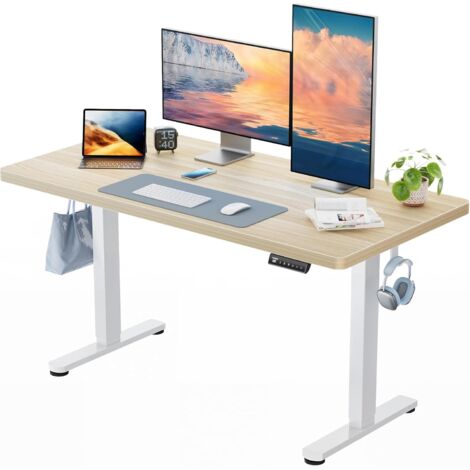 Bureau réglable en hauteur 120 x 80 cm, plateau de 25 mm d'épaisseur avec moteur sans balais, bureau ergonomique réglable en hauteur, montage facile, bureau assis-debout électrique pour bureau à domic