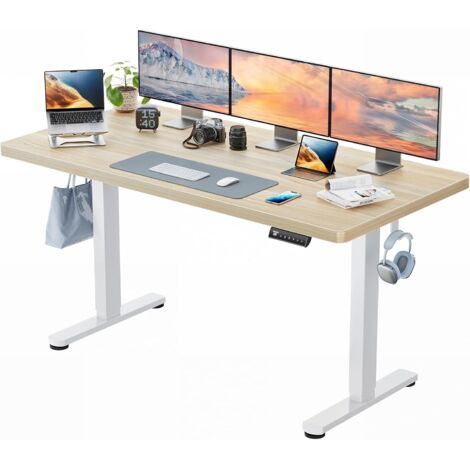 Bureau Électrique Réglable en Hauteur HUANUO 160x80 cm - Plateau Epais 25 mm Moteur Sans Balais - Bureau Assis-Debout Ergonomique pour Bureau à Domicile, Montage Facile