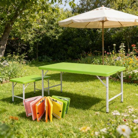 Table Pliante Portable Robuste 125 cm - Hauteur Réglable, Poignée de Transport, Charge 135 kg - Table Multifonctionnelle pour Camping, Pique-niques, Fêtes Intérieur/Extérieur (vert)