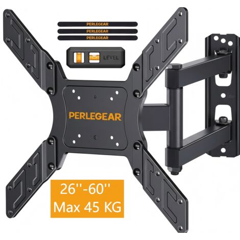 Support Mural TV Universel 23-60 Pouces Orientable, Inclinable et Pivotant VESA 75x75 à 400x400 Charge Max 45kg Fixation Solide pour TV Plat et Incurvé