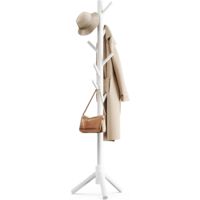 Porte-manteau sur pied Pipishell blanc, 3 hauteurs réglables et 8 crochets, robuste, en bois, pour vêtements et chapeaux, easy DIY.