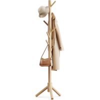 Porte-manteau Arbre Pipishell, DIY Facile 3 Hauteurs Réglables ,8 Crochets Naturel/ Porte-vêtements Chapeaux Sacs Salon Chambre Bureau