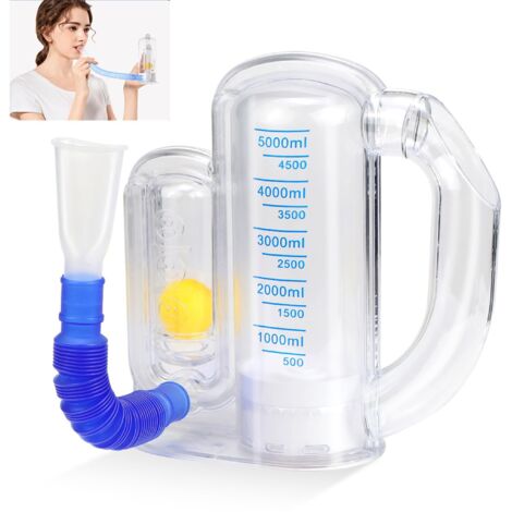 Lungentrainer, 5000ML Atemtrainer mit Kugelflussanzeige und Skalenanzeige, Atemtrainer für Logopädie und Lungenfunktion