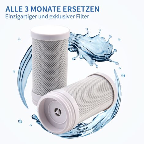 2 Pack Wasserfilter Wasserhahn,Cartridges Für Den Armatur,Trinkwasser-Filter für Zuhause,Küche Aktivkohle Wasserhahnfiltersystem,Filterkartusche