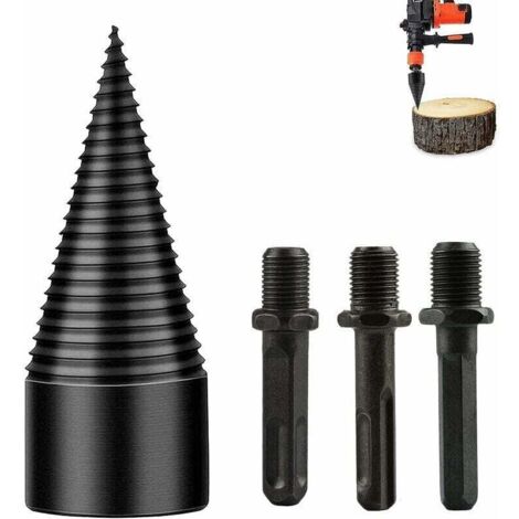 42-mm-Holzbohrer zum Spalten von Brennholz, Spiralbohrer und Kegelschneider für den Hausgebrauch mit 3 Griffen.