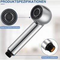 Geschirrbrause Ersatzkopf mit 2 Strahlarten,Handbrause Küche Ersatz-Brausekopf,Brause Küchenarmatur&Spültischarmatur,Chrom Zwei Wasserstrahlarten
