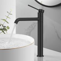 Wasserhahn Bad aus Edelstahl Badarmatur Schwarz Waschbecken Armatur mit hohe Ausflauf Mischbatterien 360° Schwenkbar Waschtischarmatur, Schwarz