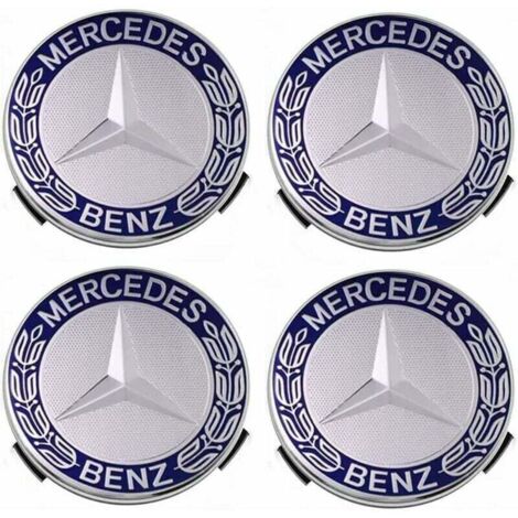 Juego de 4 tapacubos compatibles con Mercedes Benz de 75 mm - Azul