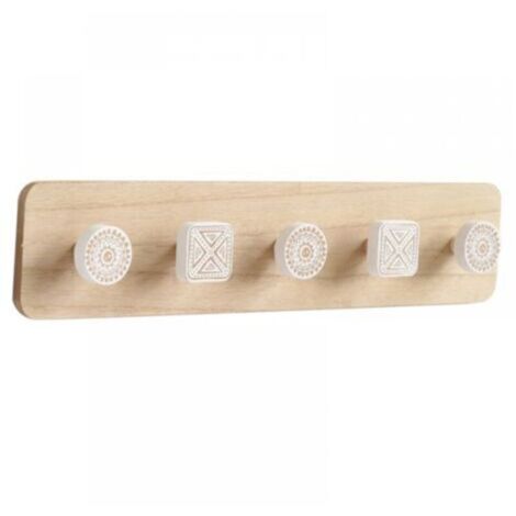 Perchero minimalista nórdico de madera para pared, 48x10 cm – Ganchos de hierro para abrigos – Decoración moderna para recibidor