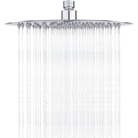 Cabezal de ducha de acero inoxidable - Ducha de bajo consumo de agua, cabezal de ducha redondo de 25 cm, cabezal de ducha de lluvia universal con rosca de 1/2 pulgada, rotación de 360°, inclinación de (1/5)