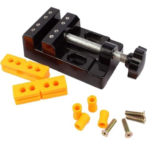 Mini tornillo de banco, abrazadera plana multiusos de 57 mm en aleación de aluminio con juntas de bambú, bloque de sujeción multiusos para esmerilado y perforación. (1/5)