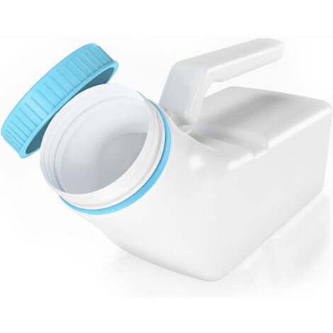 Orinales masculinos Tilcare (paquete de 1) con tapa que brilla en la oscuridad - Botella de orina de plástico grueso de 1000 ml con tapa de rosca a prueba de fugas - Botellas de orina portátiles