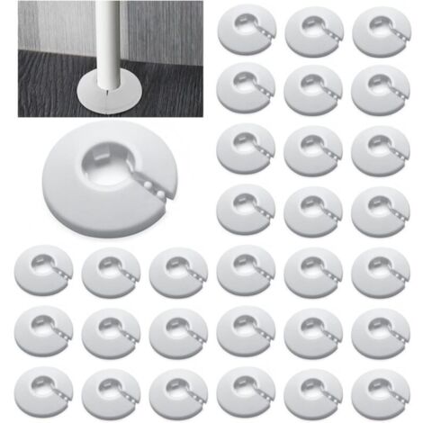 Paquete de 30 rosetas sencillas para tuberías de calefacción, tapas para tuberías, rosetas de cubierta, para radiadores, blancas (22 mm) (1/5)