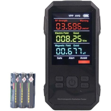 Probador de radiación electromagnética con batería, detector de radiación digital portátil de alta frecuencia de color negro (1/4)