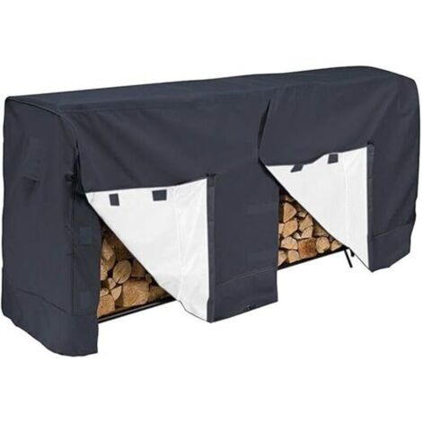 Funda para leñero, 2,44 m (8 pies), tejido 210D duradero e impermeable, protección UV, contra la nieve y la suciedad, 250 x 65 x 110 cm (8 pies), resistente a los rayos UV, nieve y suciedad.