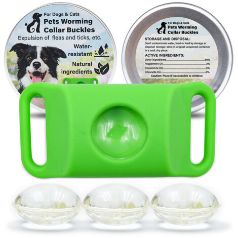 Aquality Pets Collar– Collar Antipulgas para Perros con 4 Cápsulas Reemplazables, Ingredientes 100% Naturales, Seguro para Perros y Gatos, Apto para Todo Tipo de Perros y Gatos (1, Verde)