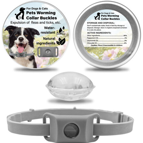 Collar antipulgas y garrapatas natural de Aquality Pets (gris)