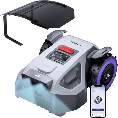 ANTHBOT M9 Robot Tondeuse sans Fil Périphérique 900 m² + Abri Garage, RTK+NetRTK, Cartographie Multi-zones, Pente 45%