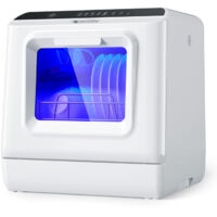 ecozy Mini Lave-vaisselle de Table 42,5cm, Rservoir d'eau de 5L, Espace pour 4 Couverts, 6 Programmes, Schage automatique