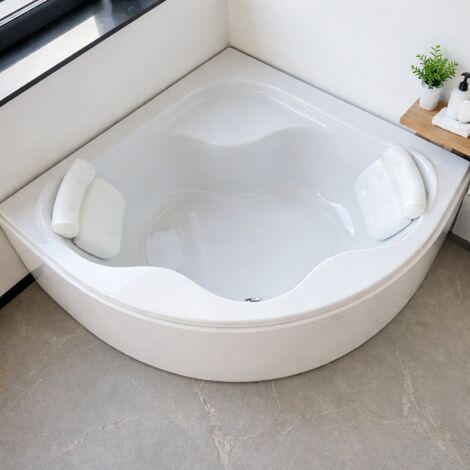 ECOLAM Badewanne SELMA 150 x 150 cm + Acrylschürze + 2 x Kopfkissen Sole Eckbadewanne Acrylwanne symmetrisch
