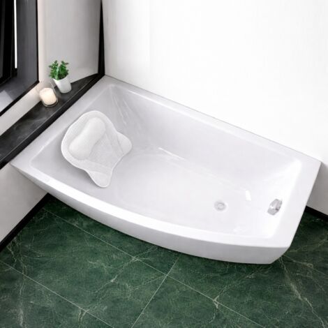 ECOLAM Badewanne HELA 150x90 cm links + Acrylschürze + Kopfstütze Mare Eckbadewanne Acrylwanne