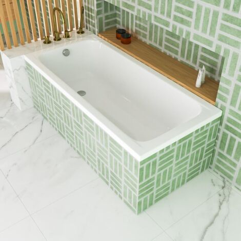 ECOLAM Badewanne Basic 170x75 cm moderne Wanne Rechteck Top QUALITÄT Acrylwanne I Ablauf Füße Silikon Design (1/5)