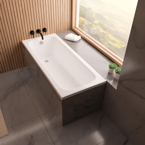 ECOLAM Badewanne Pola 180x75 cm moderne Wanne Rechteck Top QUALITÄT Acrylwanne I Ablauf Füße Silikon Design