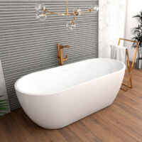 ECOLAM exklusive freistehende Badewanne Elena 170x77 cm Standbadewanne moderne Wanne freistehend + Ablaufgarnitur Click Clack Design Acryl glamour weiß