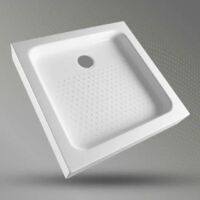ECOLAM Duschwanne Tim 90x90 x15 cm mit Antirutsch Strukturboden Tiefe 5 cm Viereck Quadrat Schürze an 4 Seiten weiß Acryl Füße
