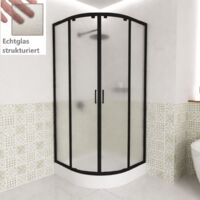 ECOLAM Duschkabine Dusche 80x80 185 Azul Strukturglas satiniert Viertelkreis schwarz matt Duschabtrennung Glas