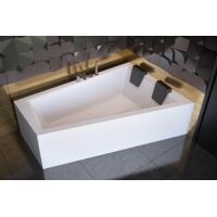 ECOLAM Badewanne Eckbadewanne 170x125 cm RECHTS + Schürze 2x schwarze Kissen Intima Duowanne große Wanne für zwei Personen Acrylwanne Kompletts